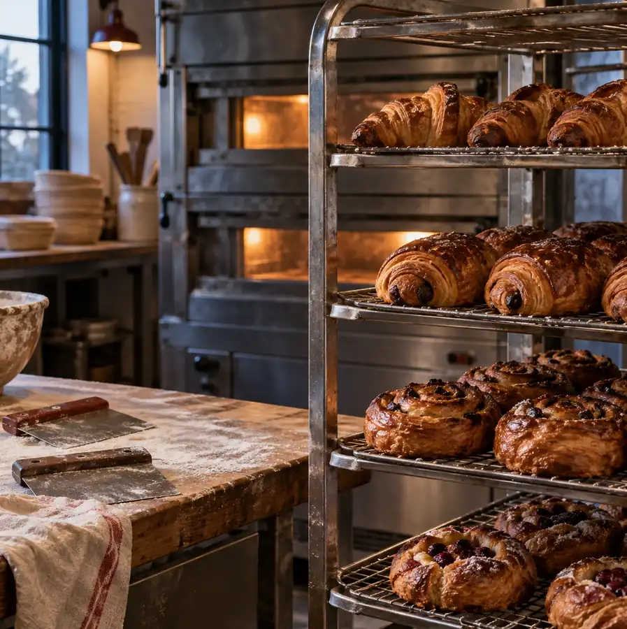 Illustration of bakeries equipment and workspace