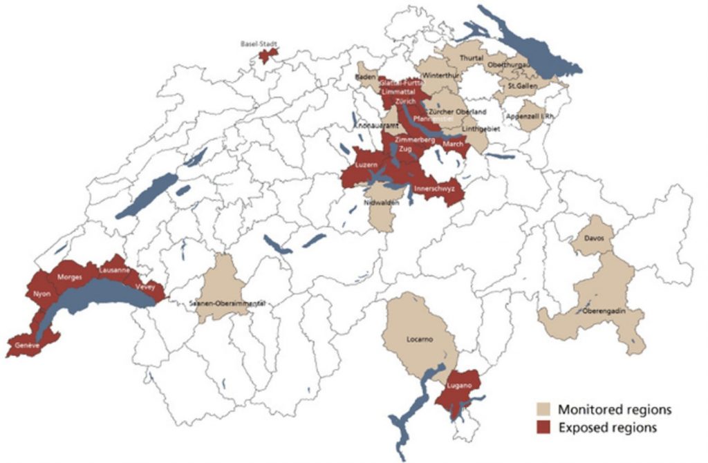 Zones en Suisse avec un risque de bulle immobilière